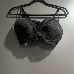 Victoria’s Secret PINK black lace strappy bralette size L